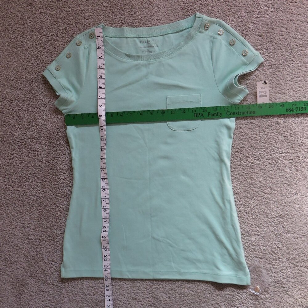 NWT Talbots women stretch weekend tee shirt size MP green - Picture 7 of 7